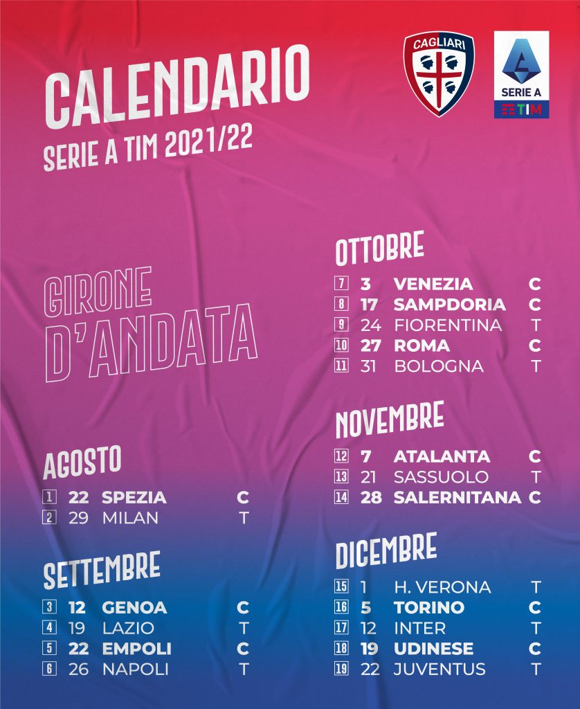 Calendario Serie A, Foto Cagliari Calcio