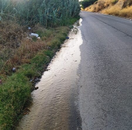 perdita idrica fra Via Decio Mure (Monserrato) e Via degli Astri (Cagliari), agosto 2022