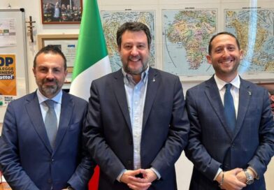 MIchele Pais, Matteo Salvini, Dario Giagoni, foto Lega Sardegna